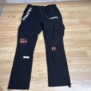 RGSTR Mens Black  Pocketed Drawstring Cargo Pants Size Medium